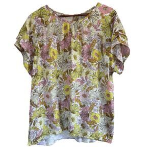 Loft Outlet Size XL Floral Women’s Short Sleeve Casual Shirt 70s Retro Vibe